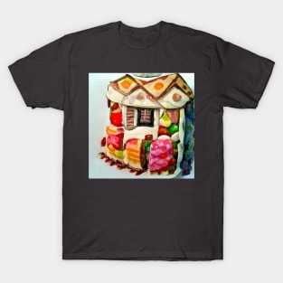 A house made of cake and candies watercolor T-Shirt